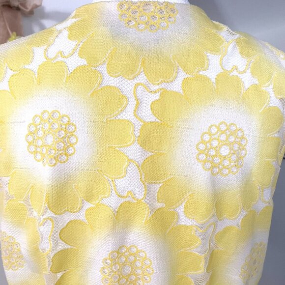 Modcloth Yumi Yellow Floral Lace Belted Sleeveless Summer Dress - Picture 9 of 11